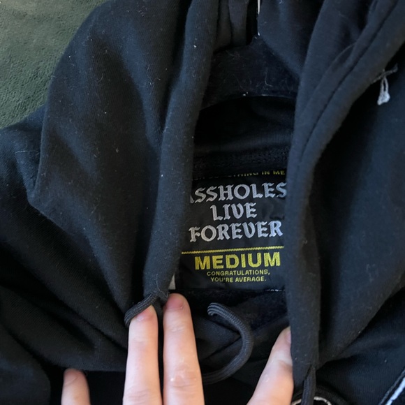 A-holes Live Forever ALF Men Sweatshirt Black Hoodie Skull Size M - Picture 4 of 4